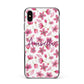 Personalised Blossom Pattern Pink Apple iPhone Xs Max Impact Case Black Edge on Black Phone