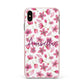 Personalised Blossom Pattern Pink Apple iPhone Xs Max Impact Case Pink Edge on Gold Phone