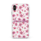 Personalised Blossom Pattern Pink Apple iPhone Xs Max Impact Case White Edge on Black Phone