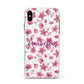 Personalised Blossom Pattern Pink Apple iPhone Xs Max Impact Case White Edge on Gold Phone