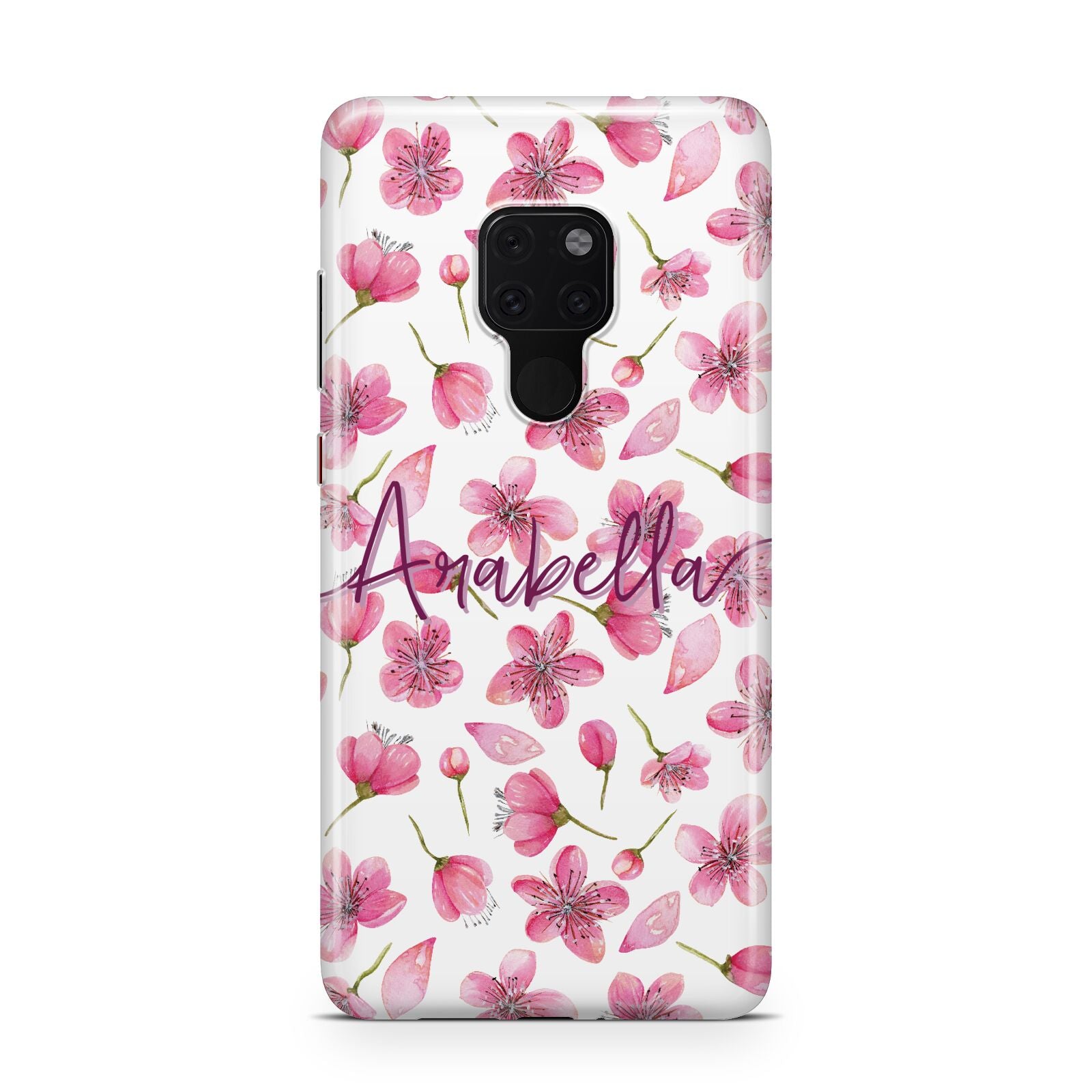 Personalised Blossom Pattern Pink Huawei Mate 20 Phone Case