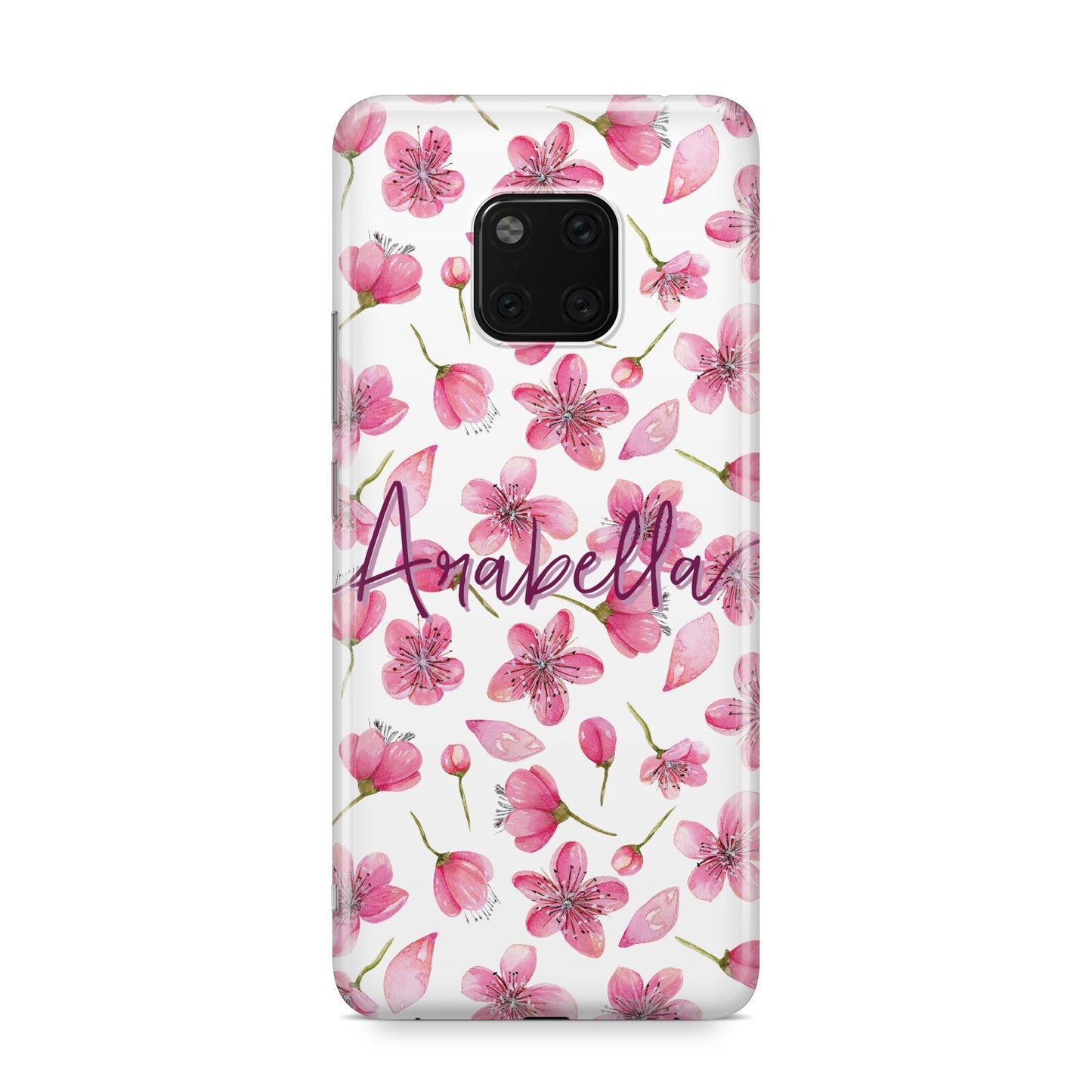 Personalised Blossom Pattern Pink Huawei Mate 20 Pro Phone Case