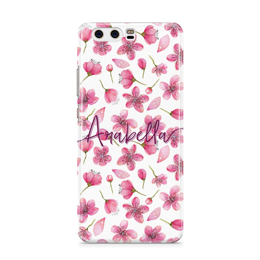 Personalised Blossom Pattern Pink Huawei P10 Phone Case