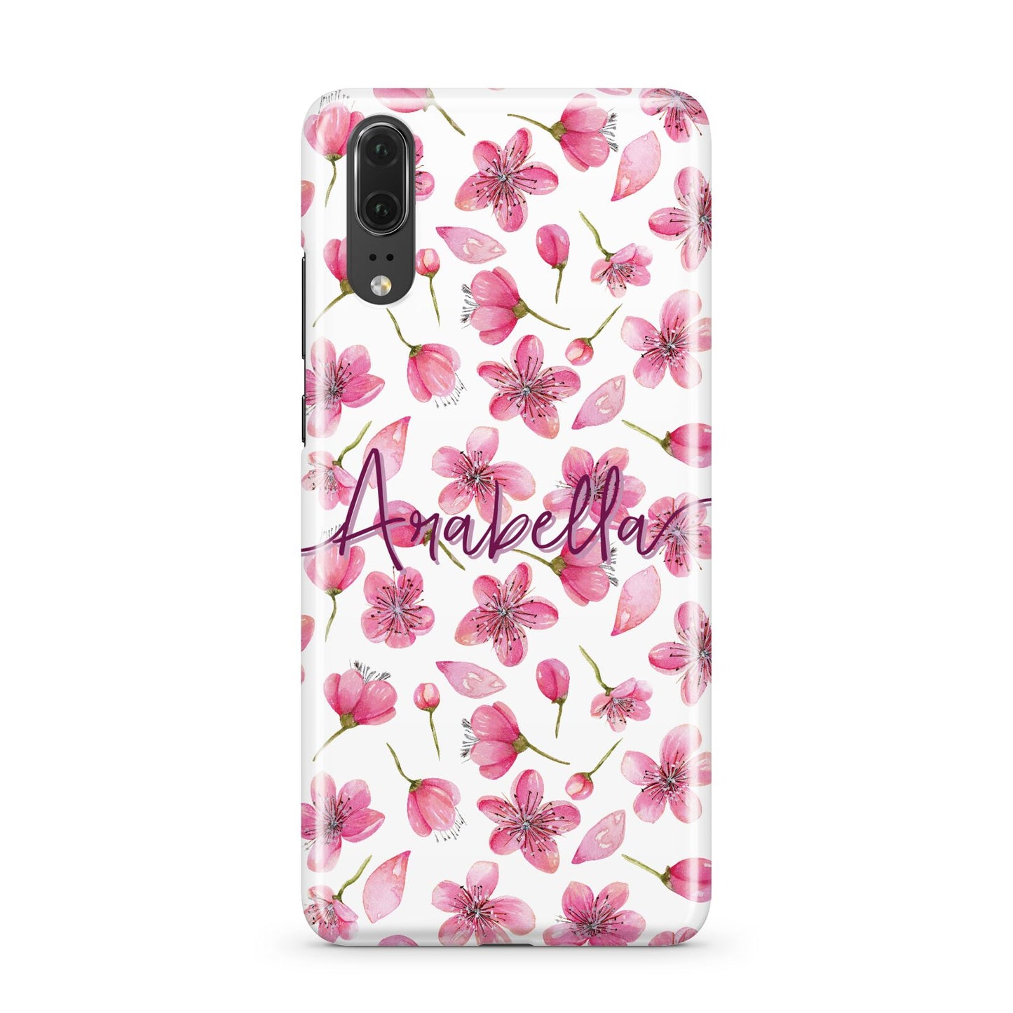 Personalised Blossom Pattern Pink Huawei P20 Phone Case