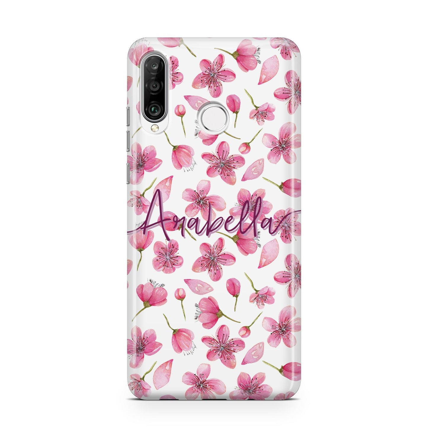 Personalised Blossom Pattern Pink Huawei P30 Lite Phone Case