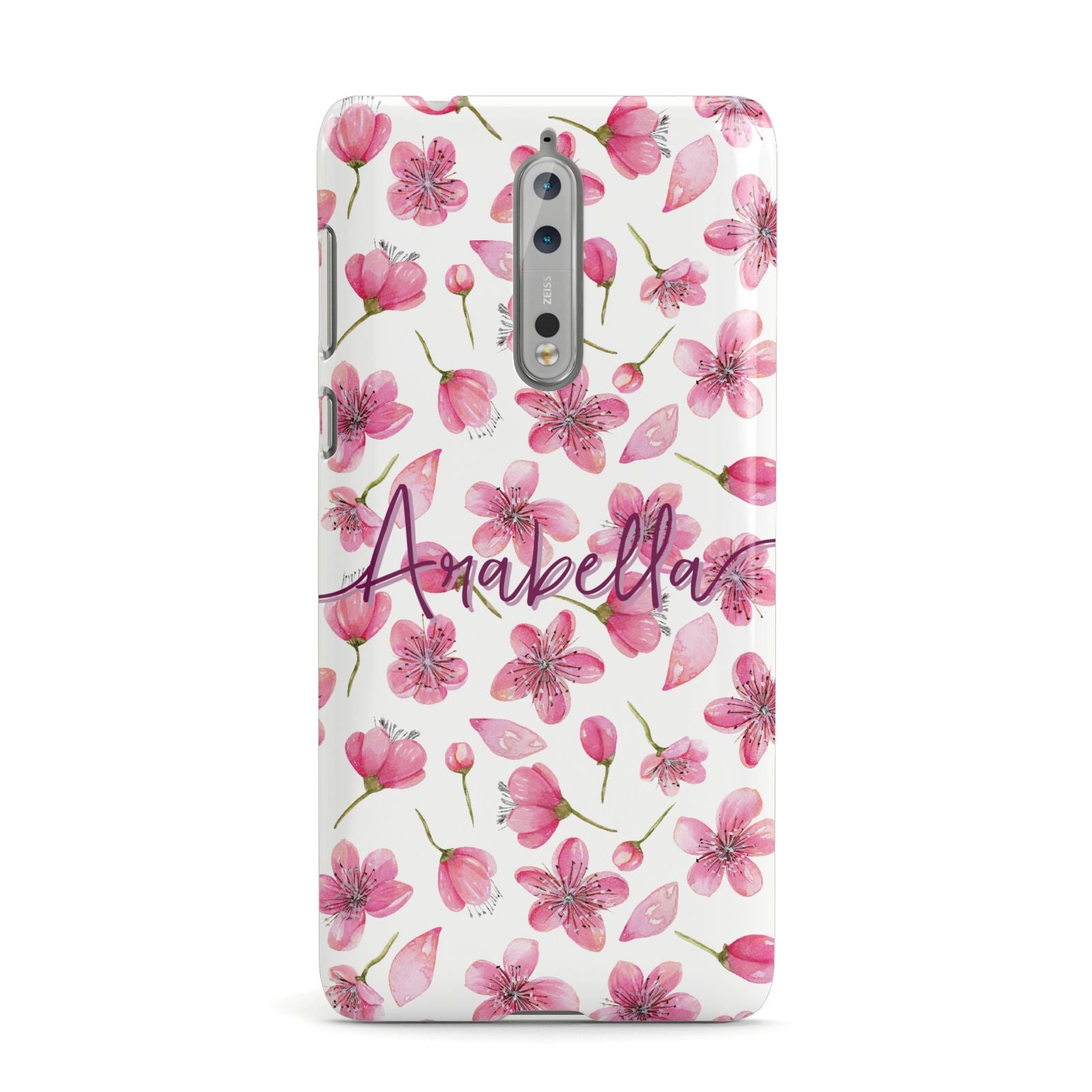 Personalised Blossom Pattern Pink Nokia Case