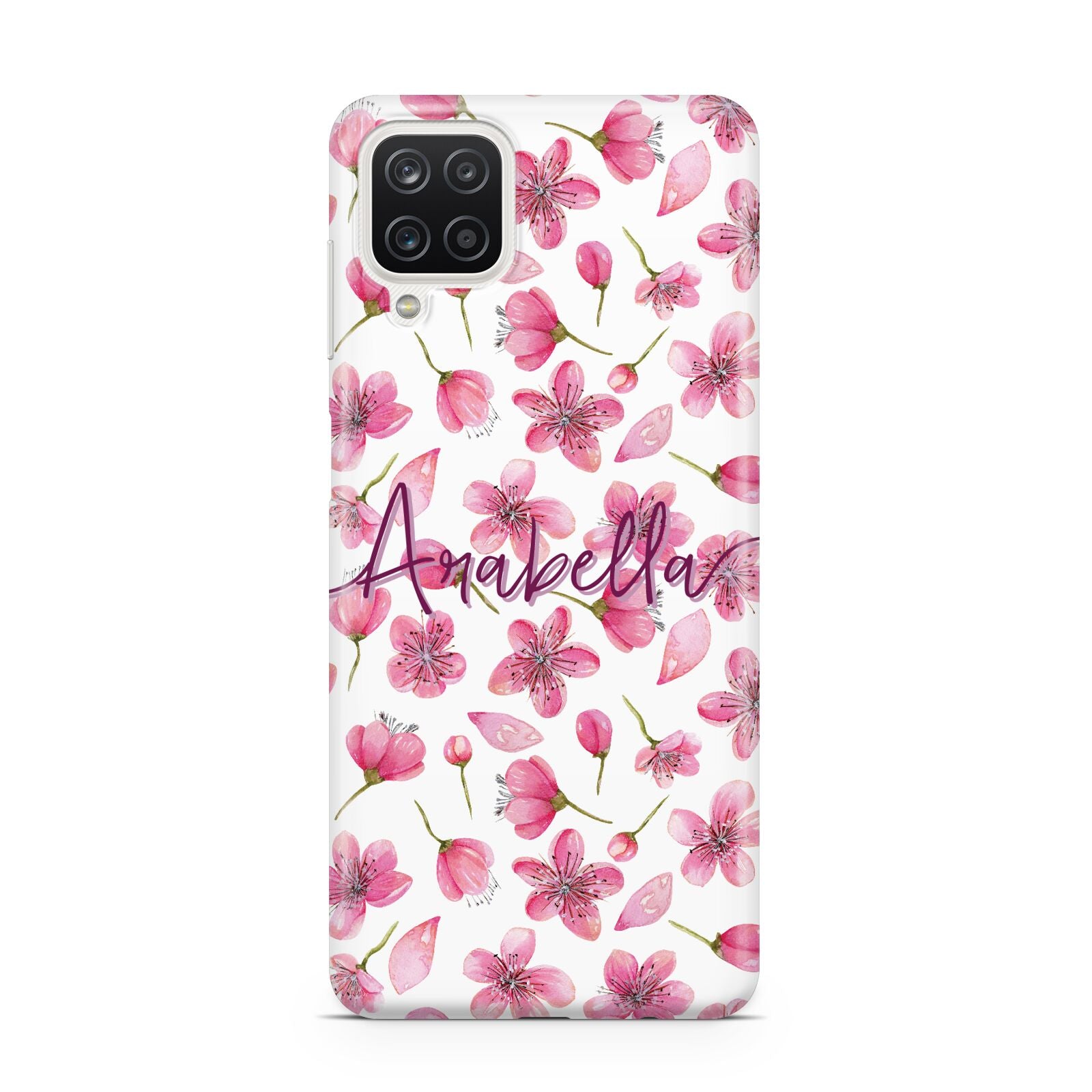 Personalised Blossom Pattern Pink Samsung A12 Case