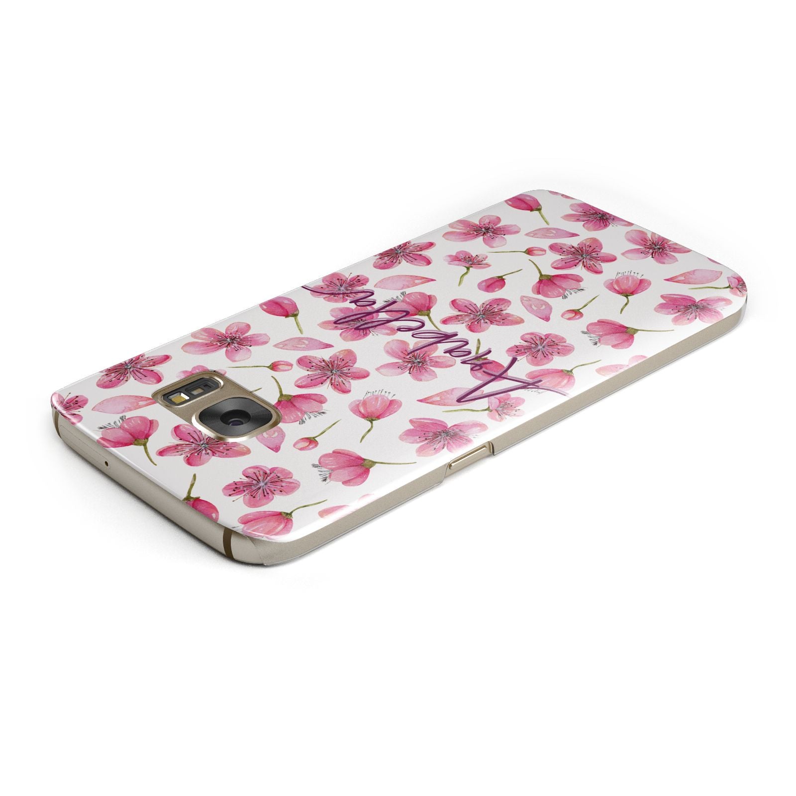 Personalised Blossom Pattern Pink Samsung Galaxy Case Top Cutout