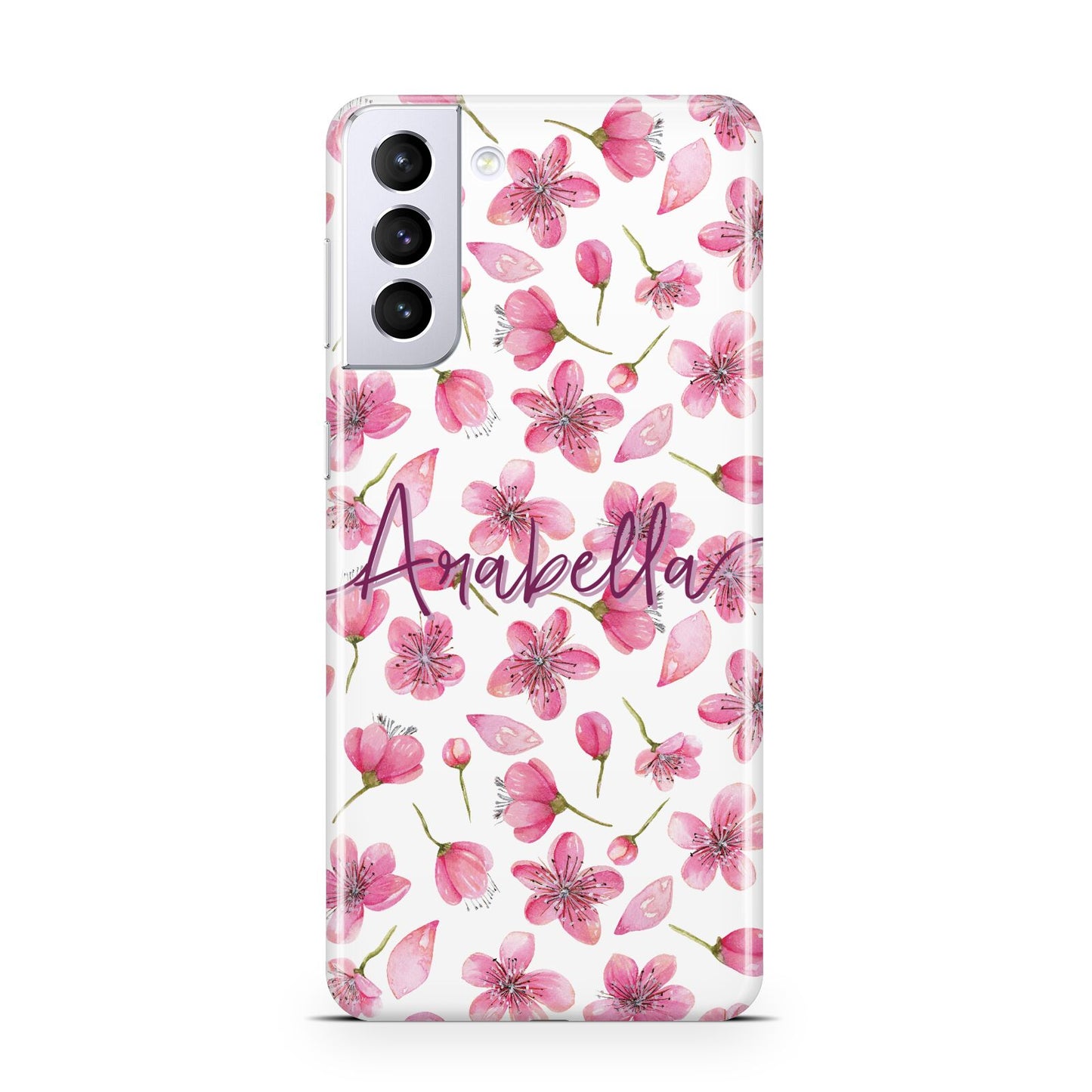Personalised Blossom Pattern Pink Samsung S21 Plus Case