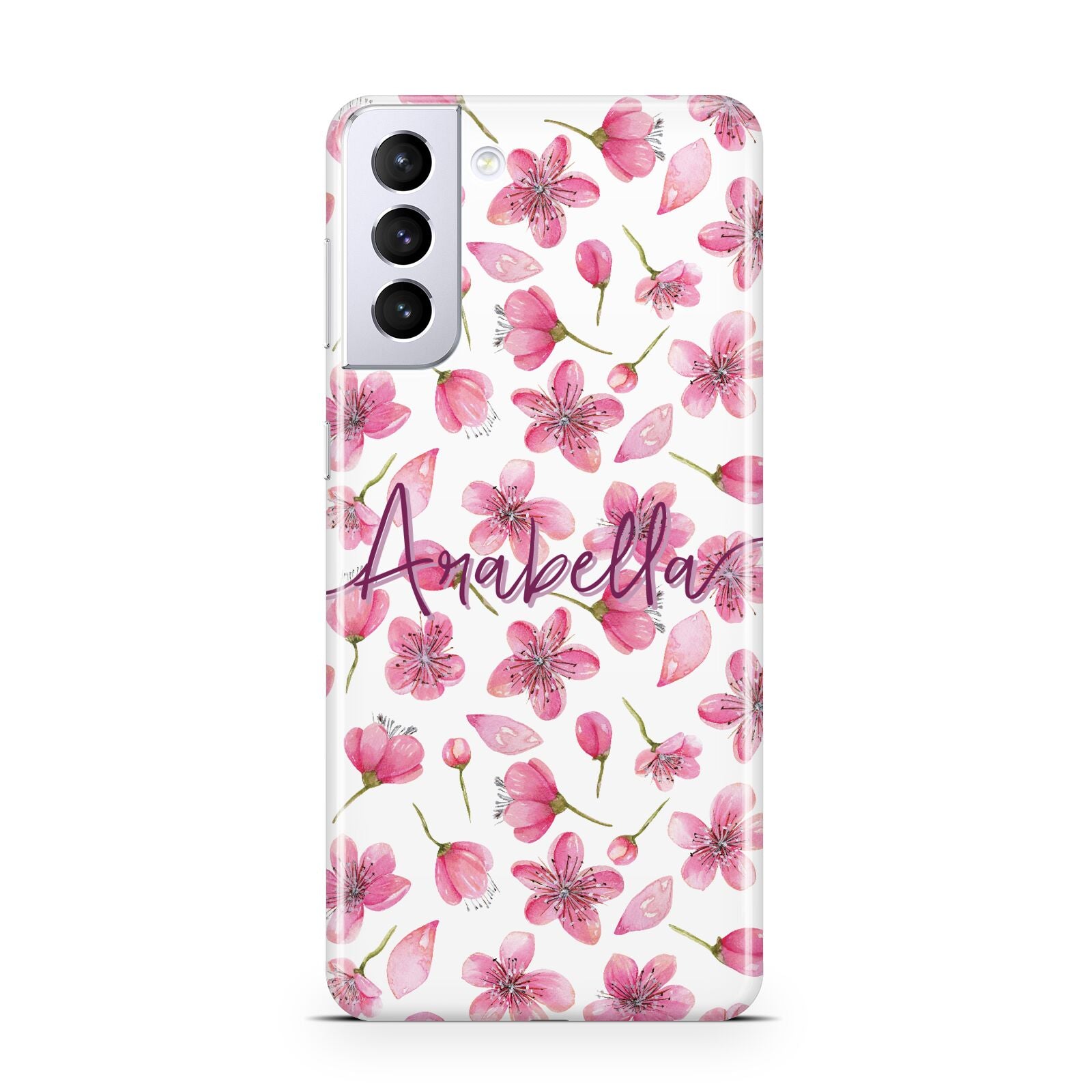 Personalised Blossom Pattern Pink Samsung S21 Plus Phone Case