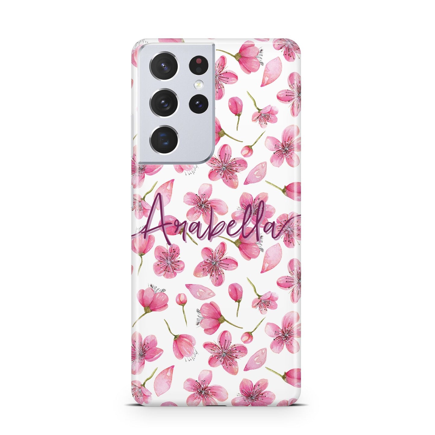 Personalised Blossom Pattern Pink Samsung S21 Ultra Case