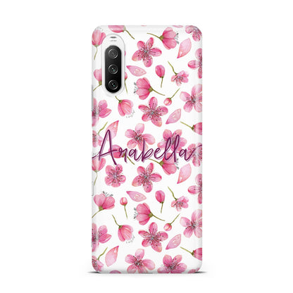 Personalised Blossom Pattern Pink Sony Xperia 10 III Case
