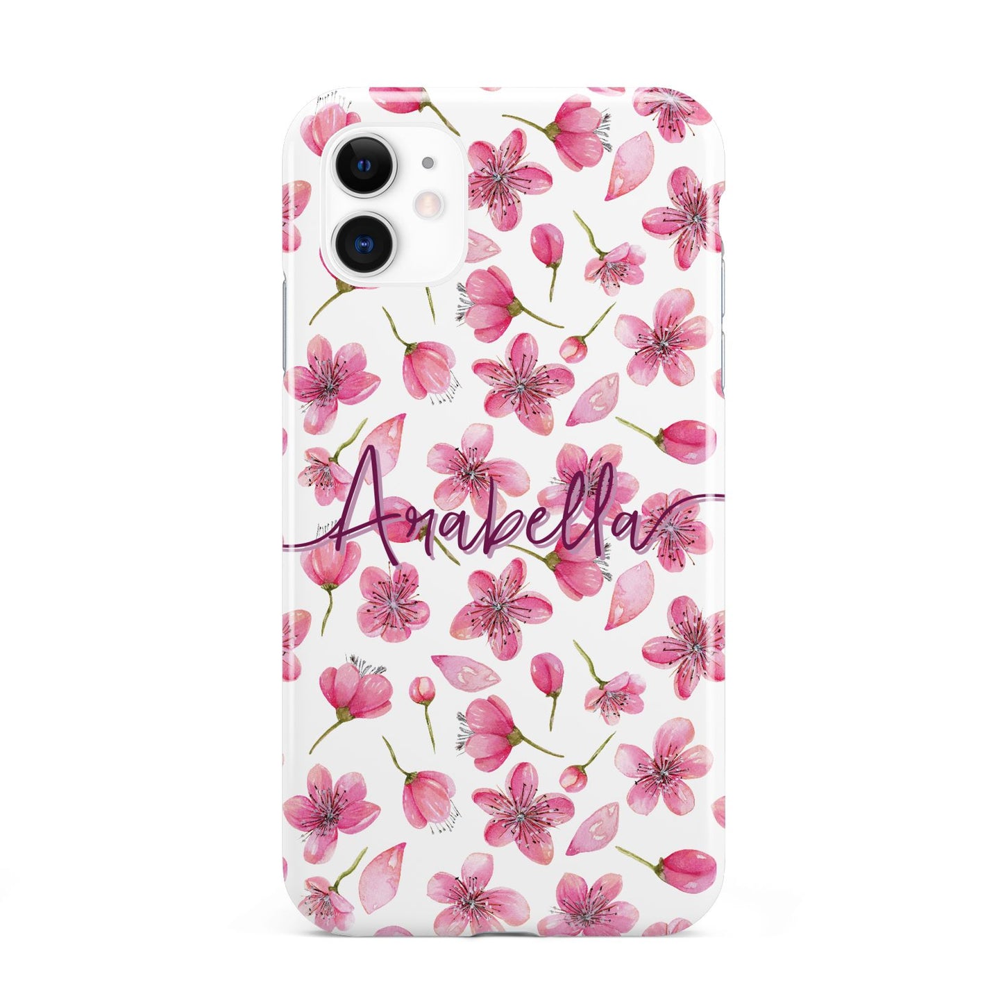 Personalised Blossom Pattern Pink iPhone 11 3D Tough Case