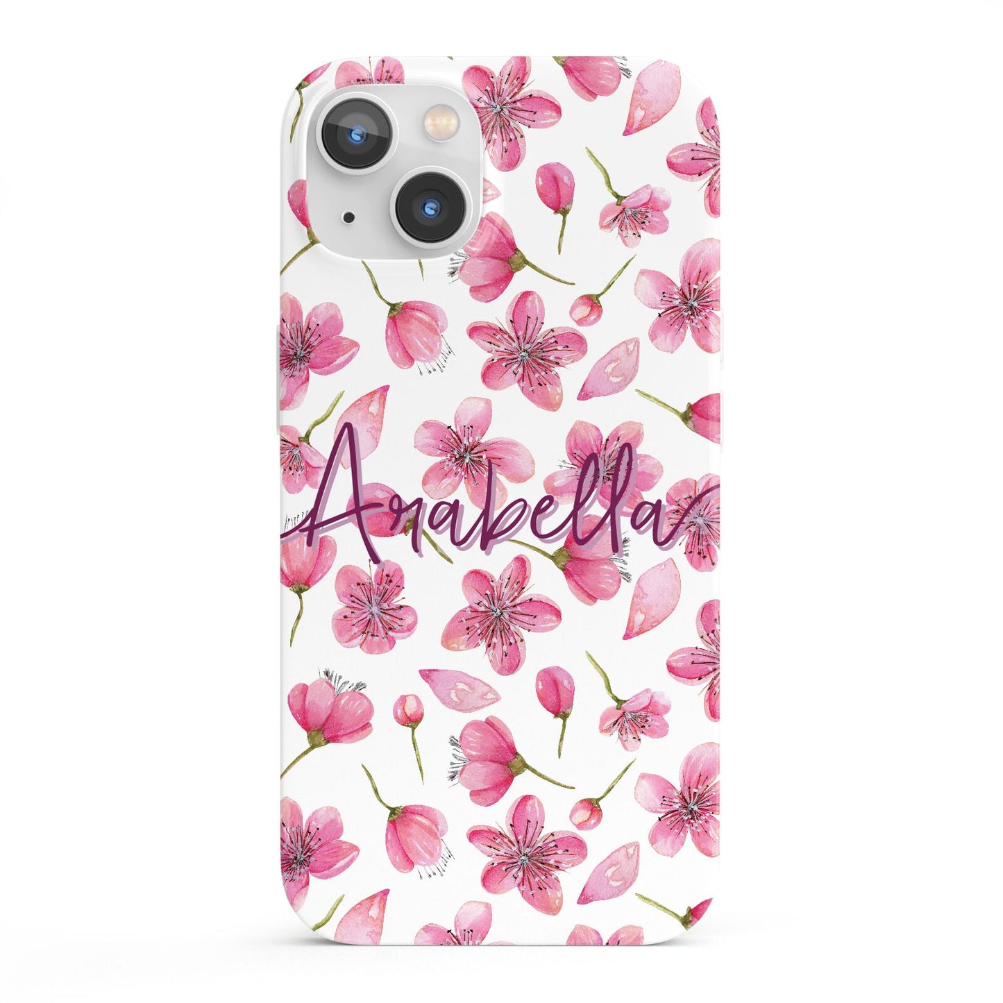 Personalised Blossom Pattern Pink iPhone 13 Full Wrap 3D Snap Case