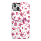 Personalised Blossom Pattern Pink iPhone 13 Full Wrap 3D Tough Case