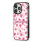Personalised Blossom Pattern Pink iPhone 13 Pro Black Impact Case Side Angle on Silver phone