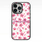 Personalised Blossom Pattern Pink iPhone 13 Pro Black Impact Case on Silver phone