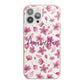 Personalised Blossom Pattern Pink iPhone 13 Pro Max TPU Impact Case with Pink Edges