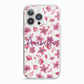 Personalised Blossom Pattern Pink iPhone 13 Pro TPU Impact Case with White Edges