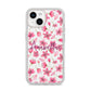 Personalised Blossom Pattern Pink iPhone 14 Glitter Tough Case Starlight