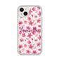 Personalised Blossom Pattern Pink iPhone 14 Plus Clear Tough Case Starlight