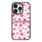 Personalised Blossom Pattern Pink iPhone 14 Pro Black Impact Case on Silver phone