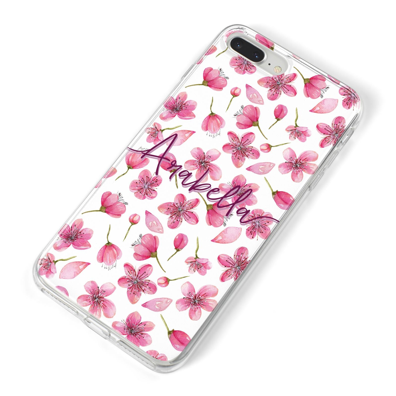 Personalised Blossom Pattern Pink iPhone 8 Plus Bumper Case on Silver iPhone Alternative Image