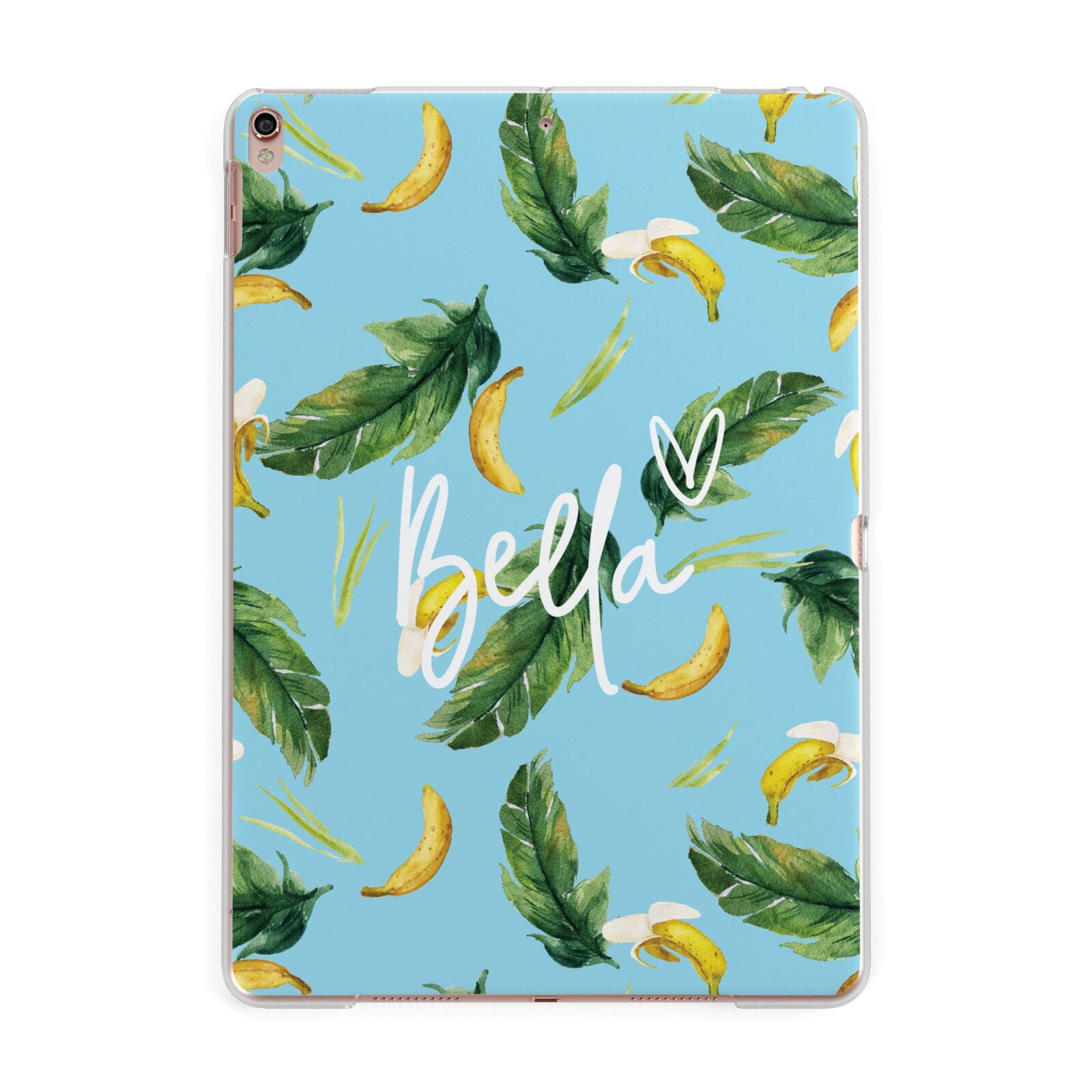 Personalised Blue Banana Tropical Apple iPad Rose Gold Case