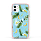 Personalised Blue Banana Tropical Apple iPhone 11 in White with Pink Impact Case