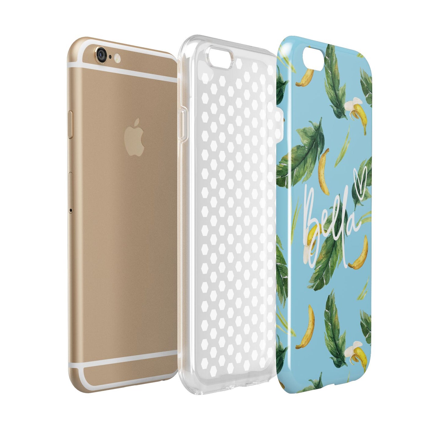 Personalised Blue Banana Tropical Apple iPhone 6 3D Tough Case Expanded view