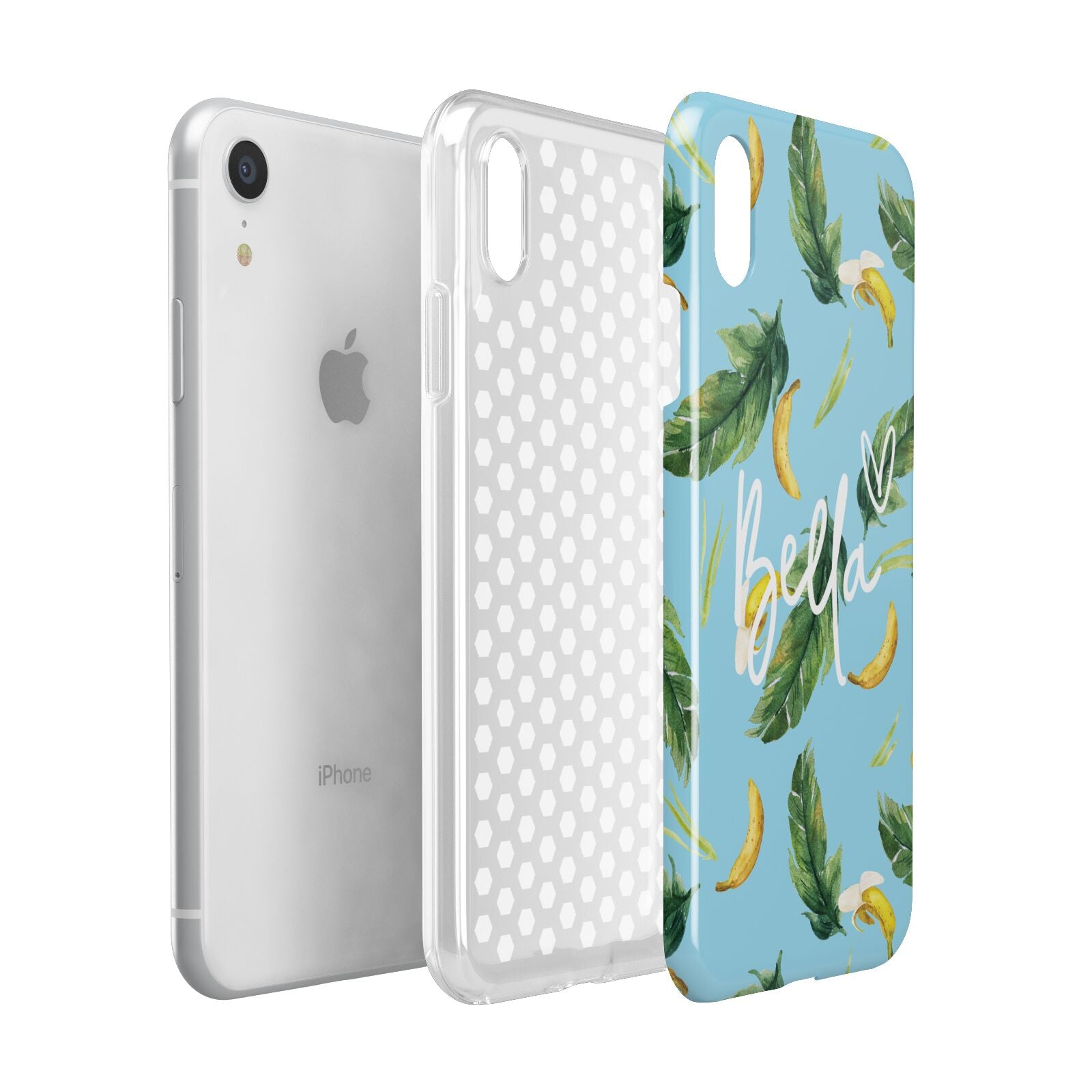 Personalised Blue Banana Tropical Apple iPhone XR White 3D Tough Case Expanded view