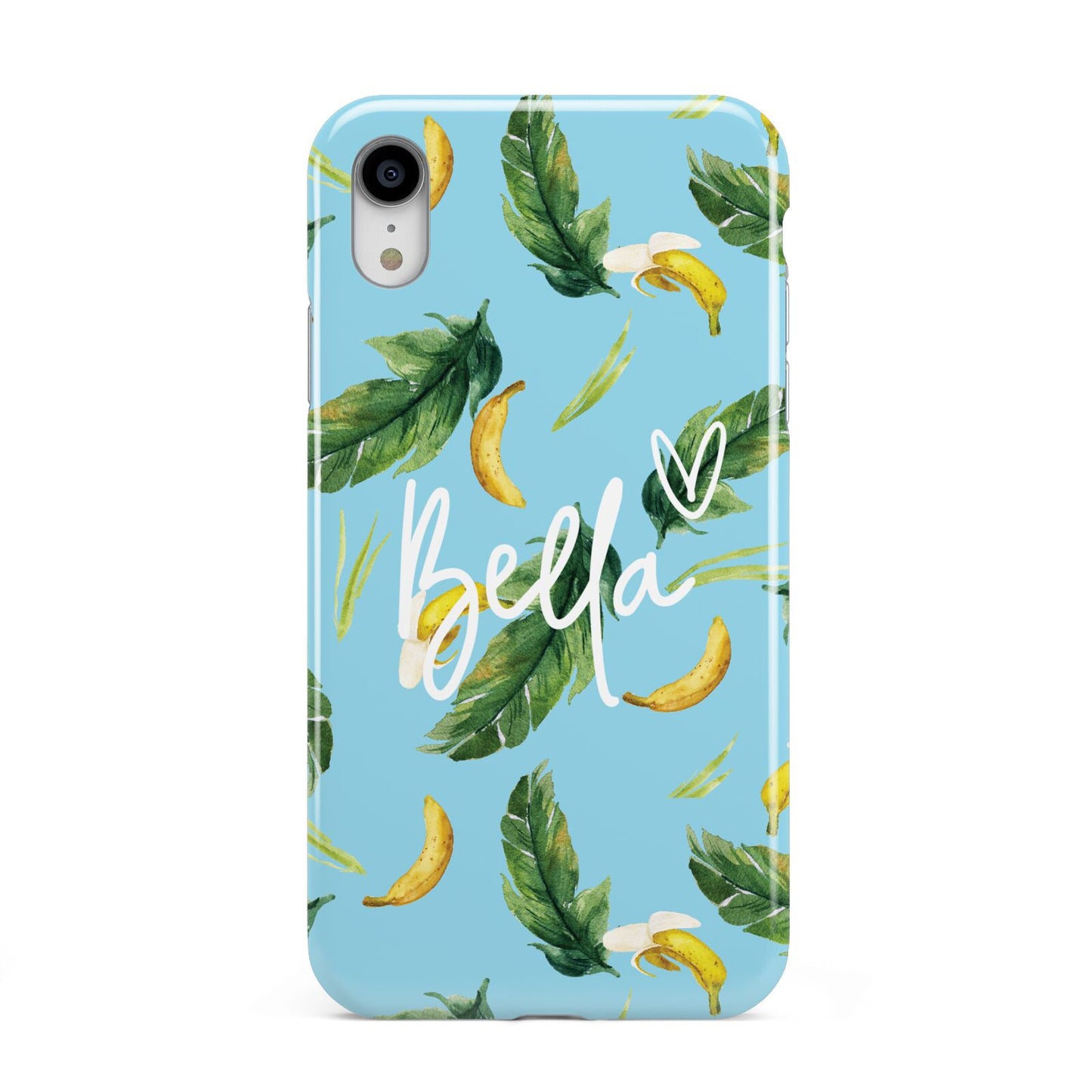Personalised Blue Banana Tropical Apple iPhone XR White 3D Tough Case