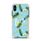 Personalised Blue Banana Tropical Apple iPhone Xs Impact Case Pink Edge on Black Phone
