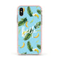 Personalised Blue Banana Tropical Apple iPhone Xs Impact Case Pink Edge on Gold Phone