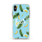 Personalised Blue Banana Tropical Apple iPhone Xs Impact Case White Edge on Gold Phone