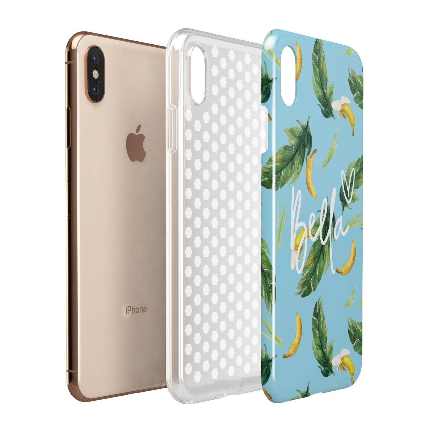 Personalised Blue Banana Tropical Apple iPhone Xs Max 3D Tough Case Expanded View