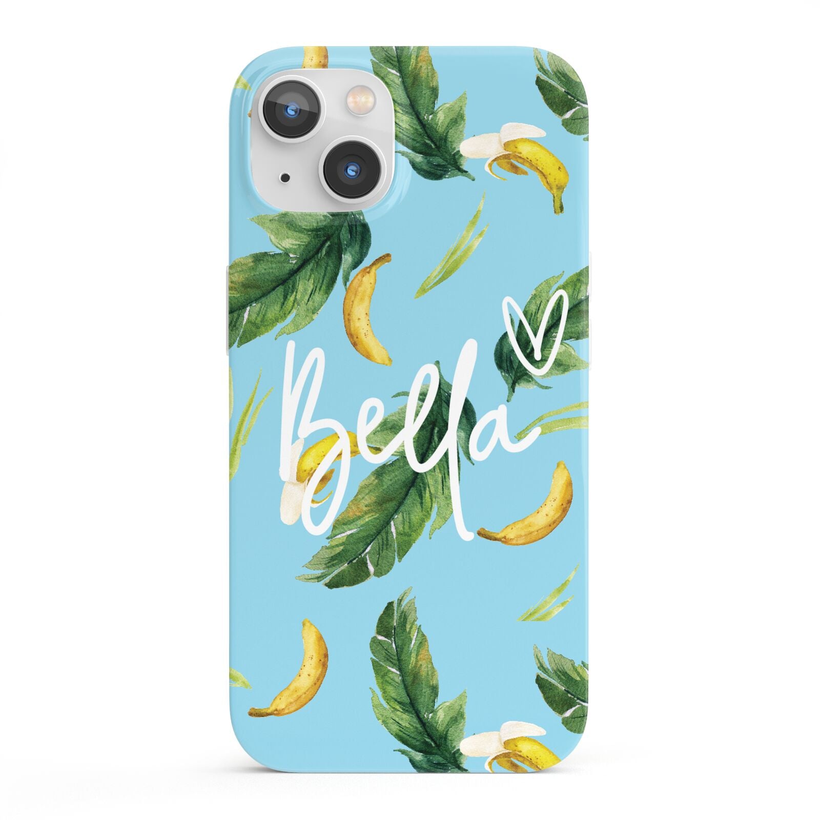 Personalised Blue Banana Tropical iPhone 13 Full Wrap 3D Snap Case