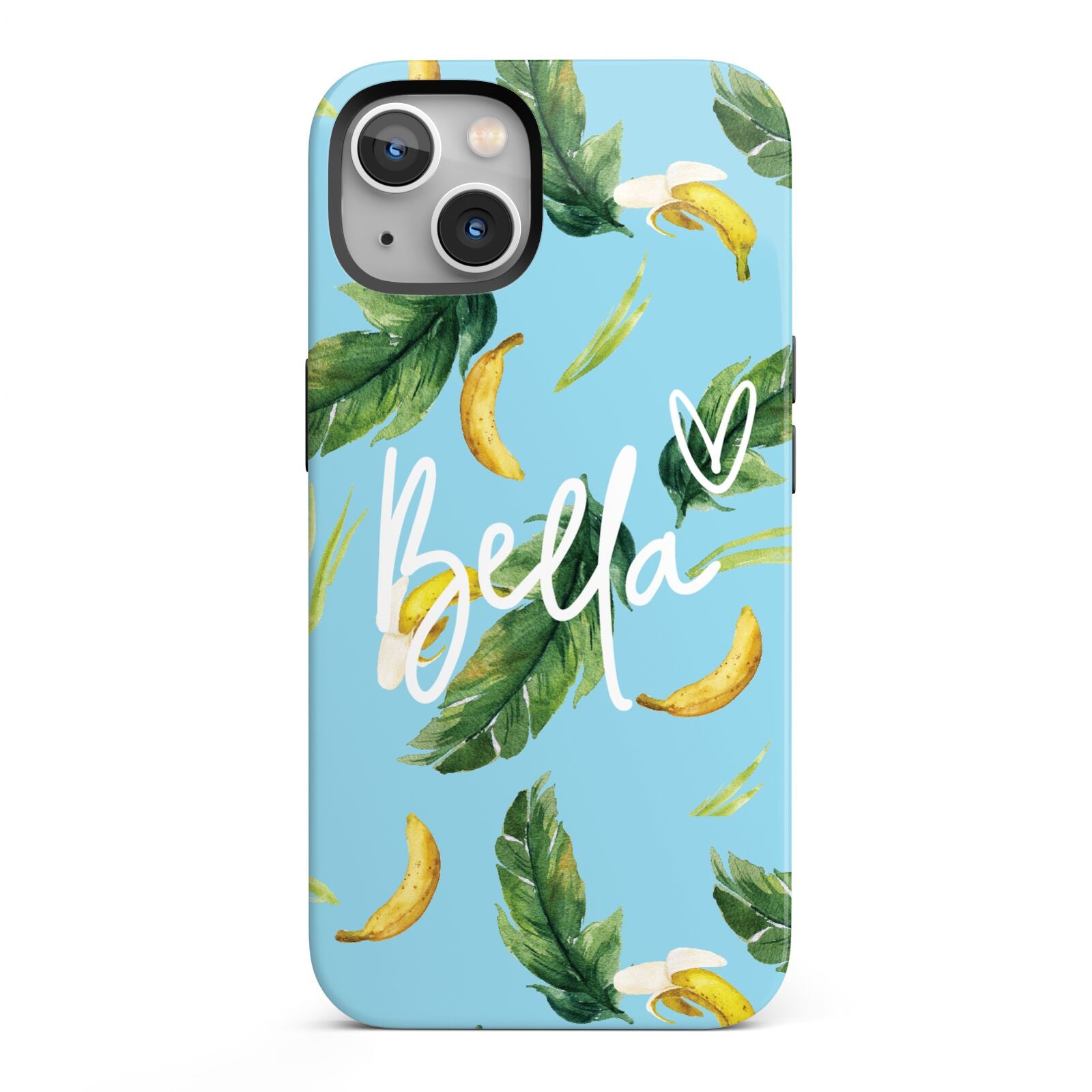 Personalised Blue Banana Tropical iPhone 13 Full Wrap 3D Tough Case
