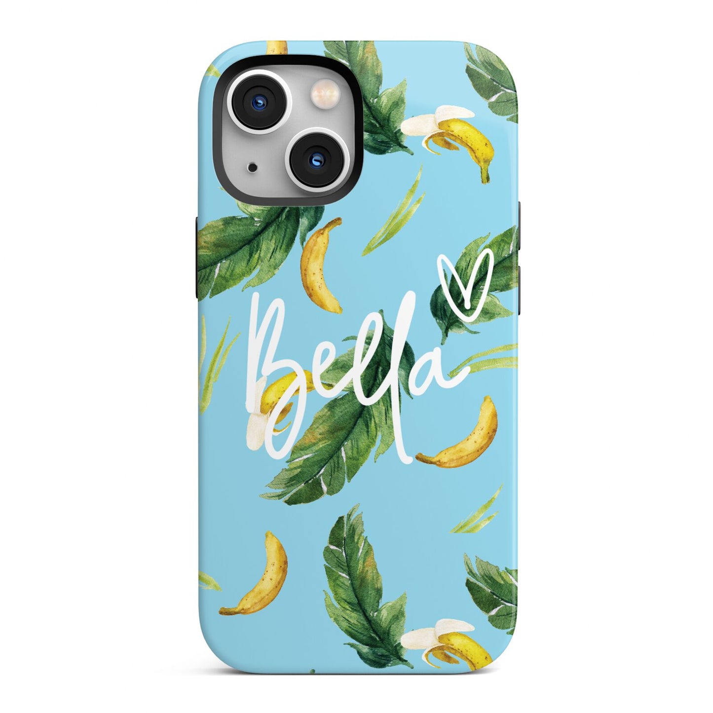 Personalised Blue Banana Tropical iPhone 13 Mini Full Wrap 3D Tough Case