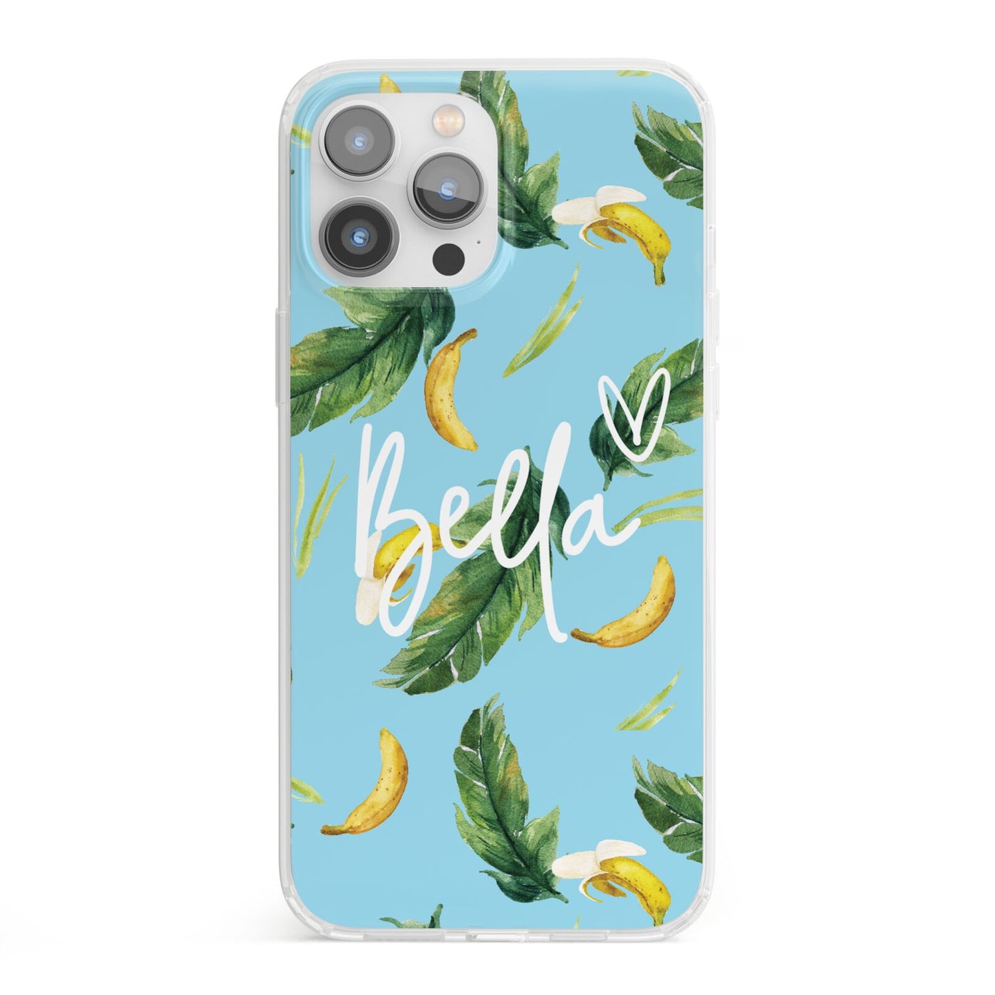 Personalised Blue Banana Tropical iPhone 13 Pro Max Clear Bumper Case