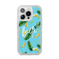 Personalised Blue Banana Tropical iPhone 14 Pro Glitter Tough Case Silver