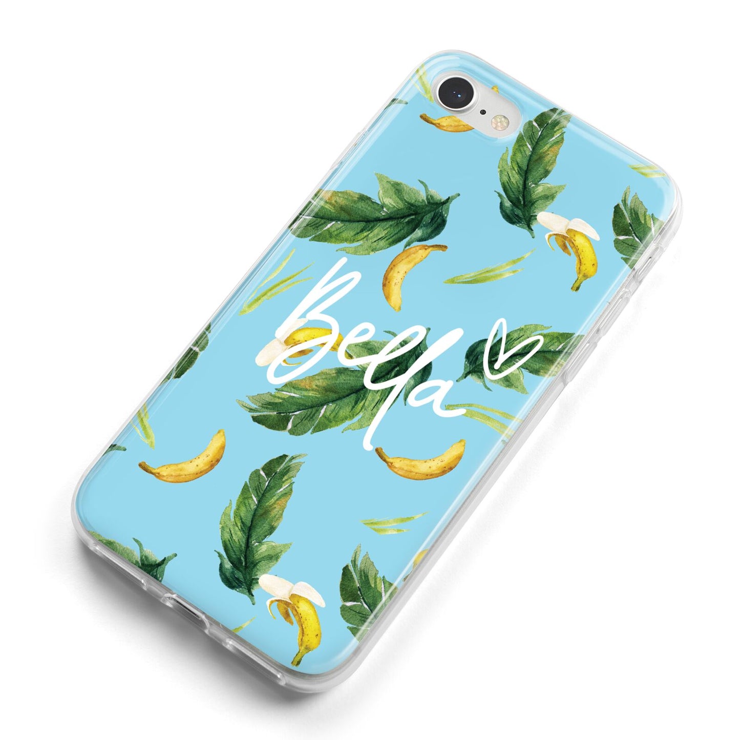 Personalised Blue Banana Tropical iPhone 8 Bumper Case on Silver iPhone Alternative Image
