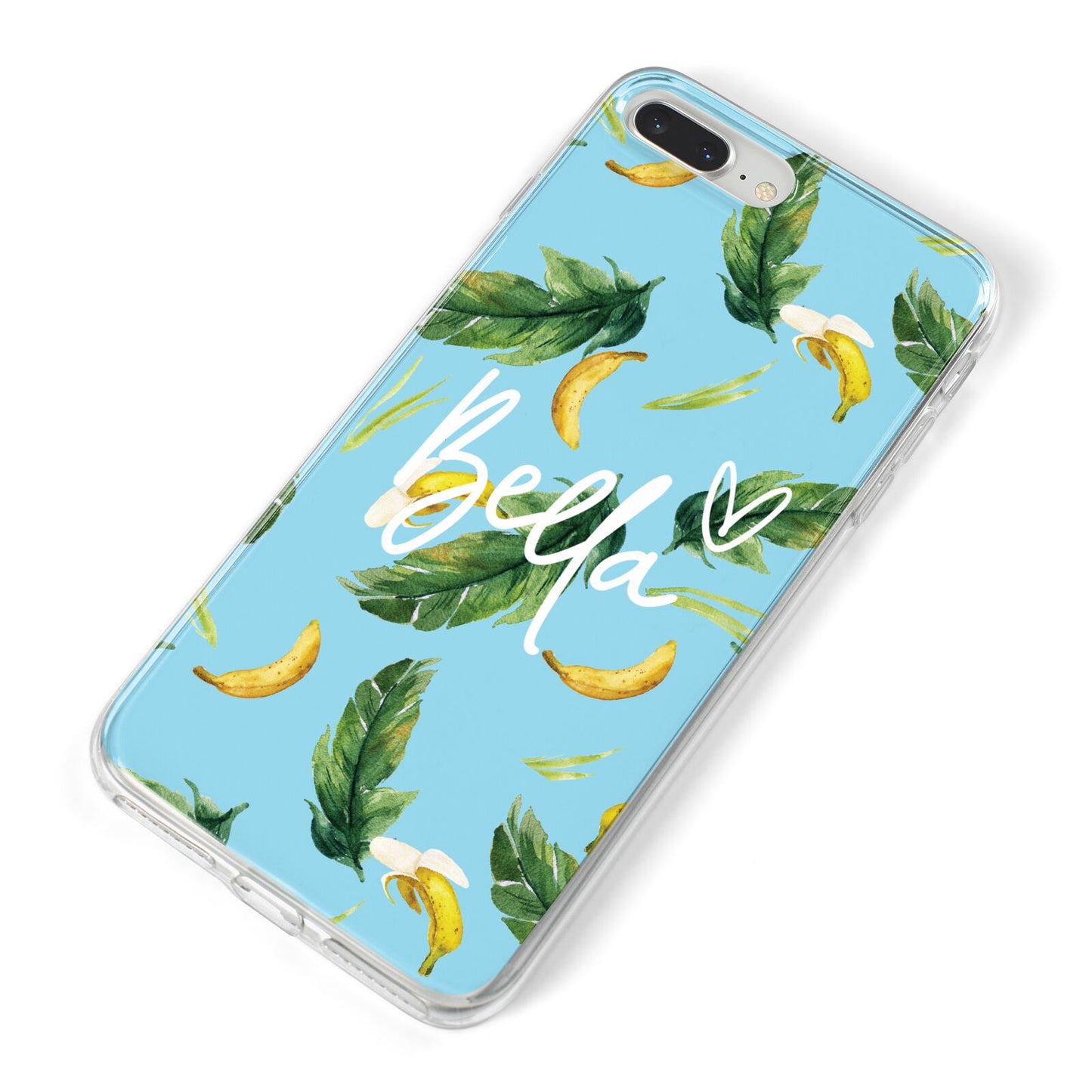 Personalised Blue Banana Tropical iPhone 8 Plus Bumper Case on Silver iPhone Alternative Image