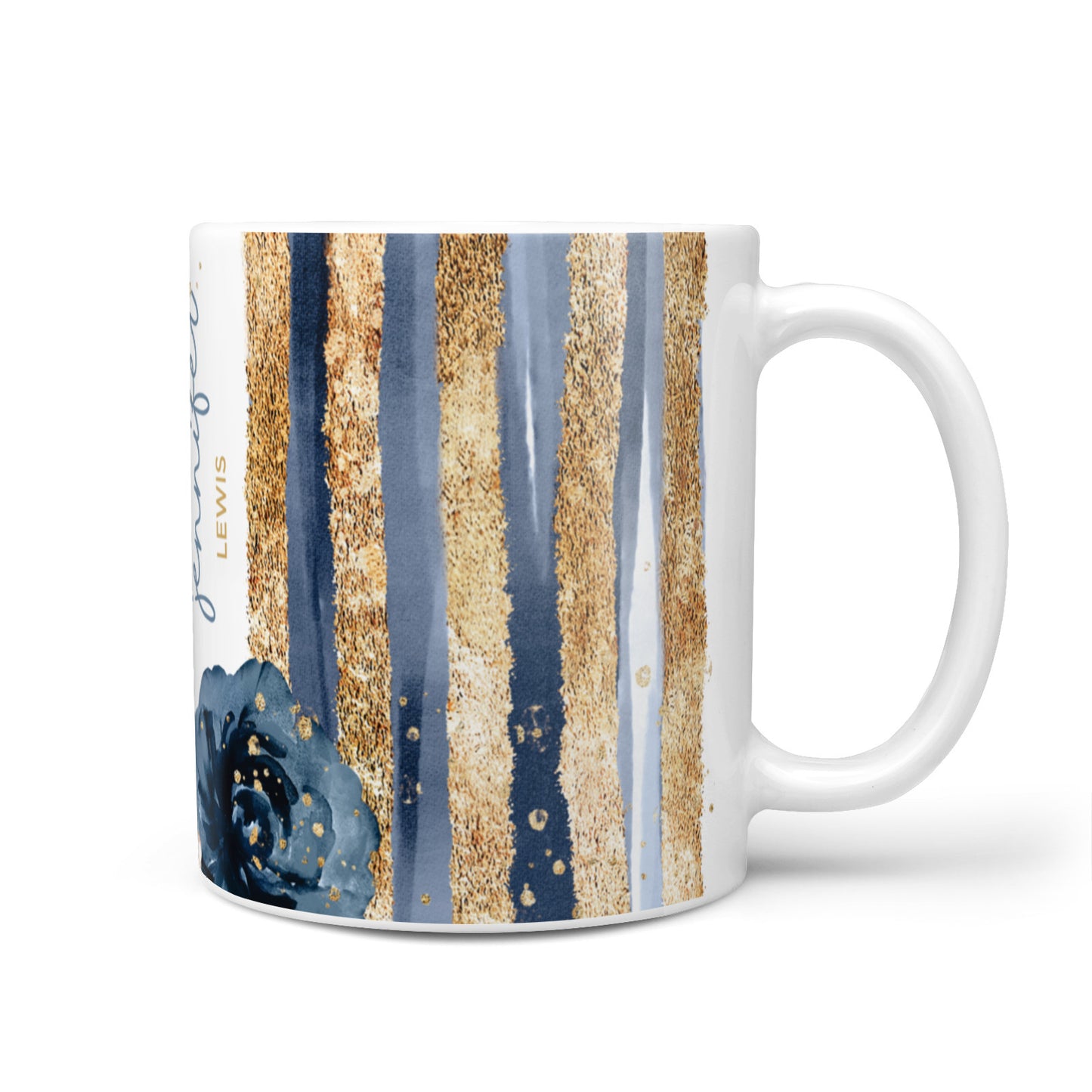 Personalised Blue Gold Name 10oz Mug