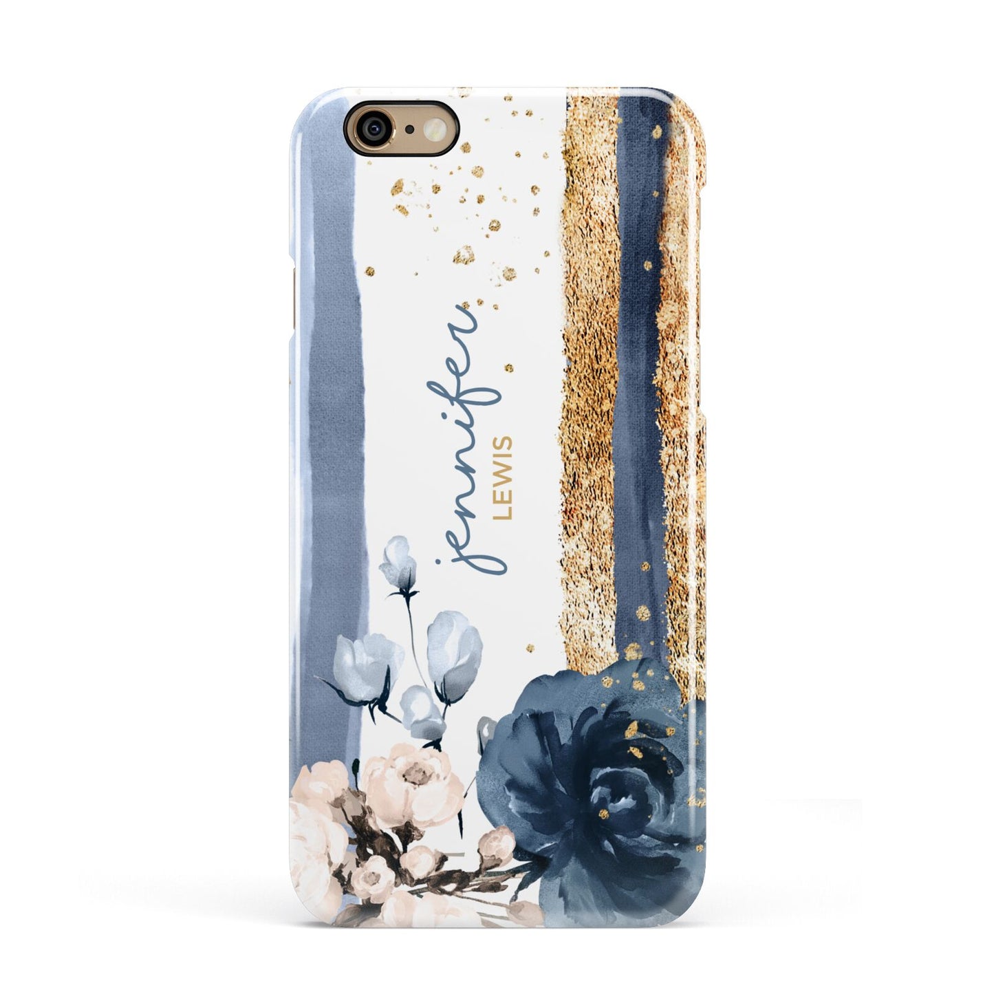 Personalised Blue Gold Name Apple iPhone 6 3D Snap Case