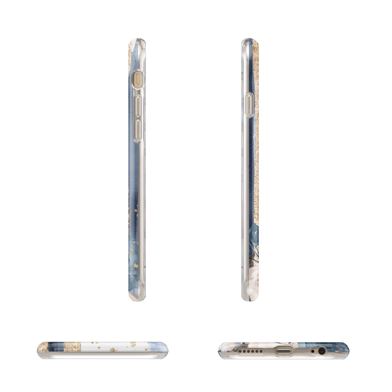 Personalised Blue Gold Name Apple iPhone 6 3D Wrap Tough Case Alternative Image Angles