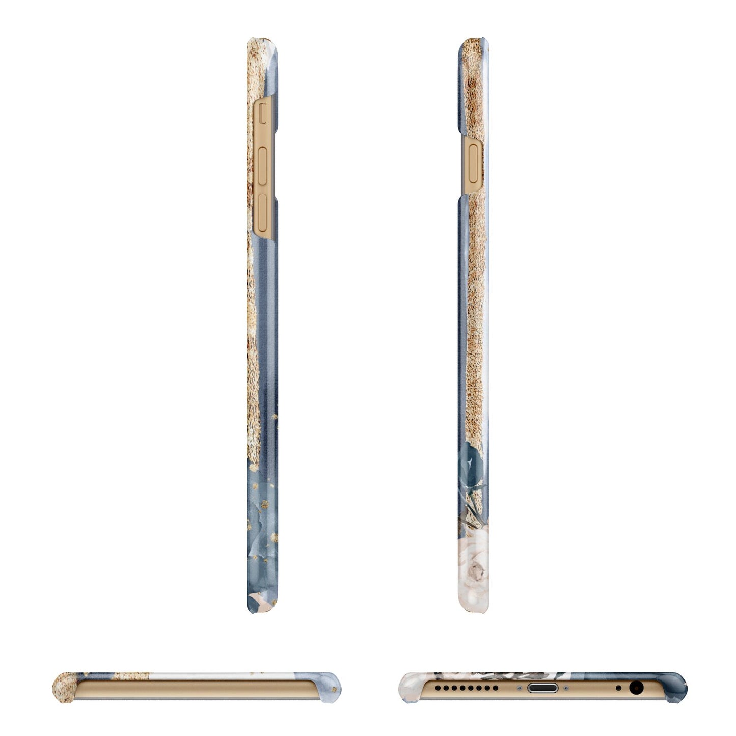 Personalised Blue Gold Name Apple iPhone 6 Plus 3D Wrap Snap Case Angled Images