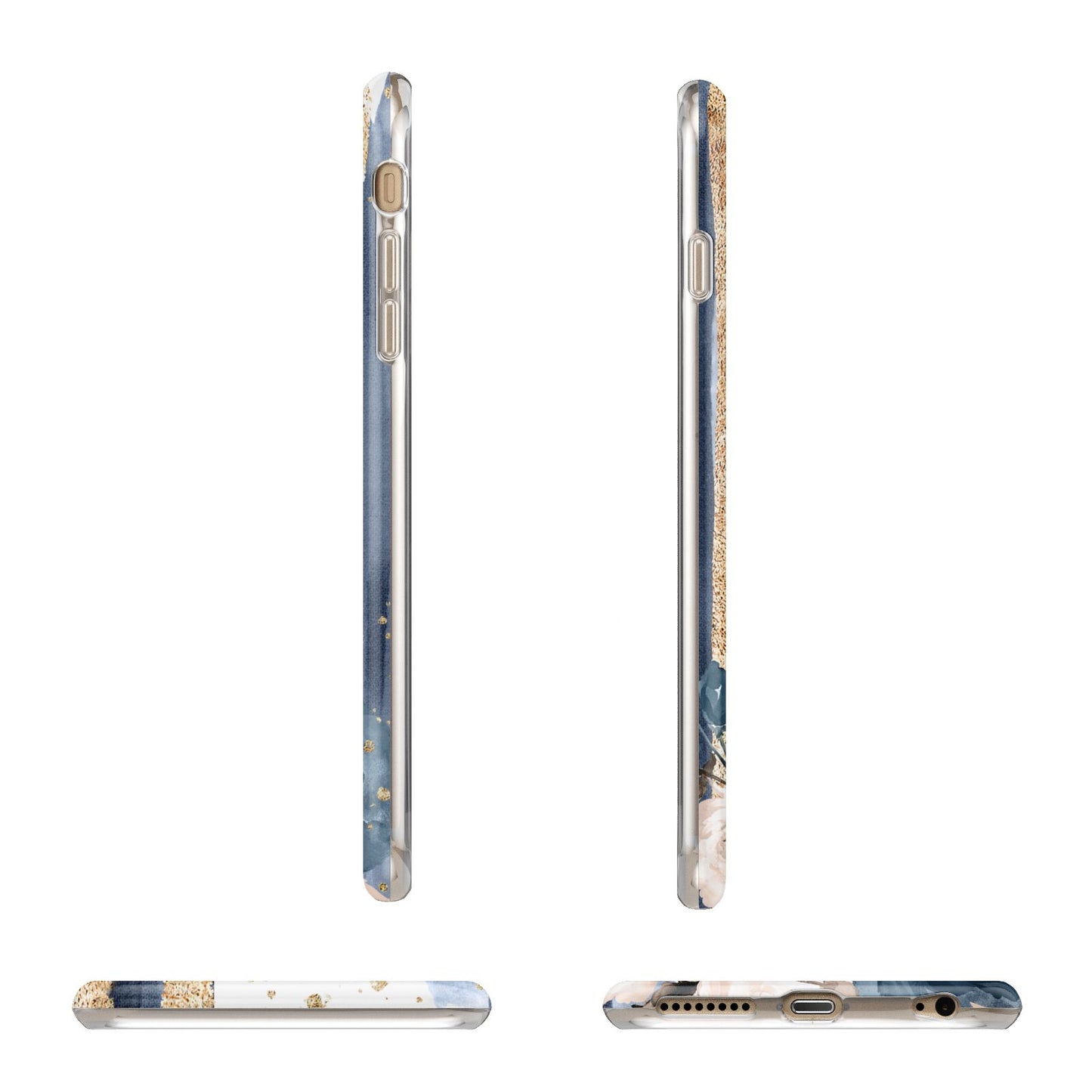 Personalised Blue Gold Name Apple iPhone 6 Plus 3D Wrap Tough Case Alternative Image Angles