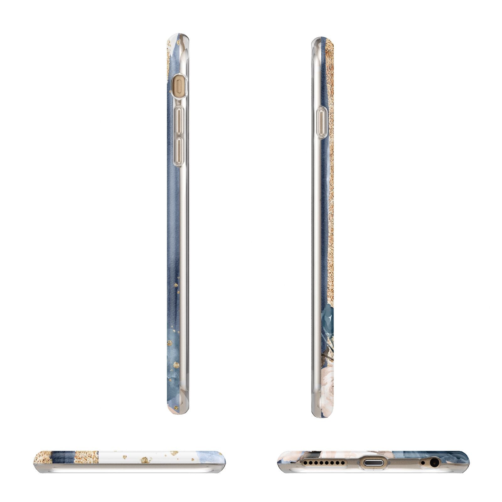 Personalised Blue Gold Name Apple iPhone 6 Plus 3D Wrap Tough Case Alternative Image Angles