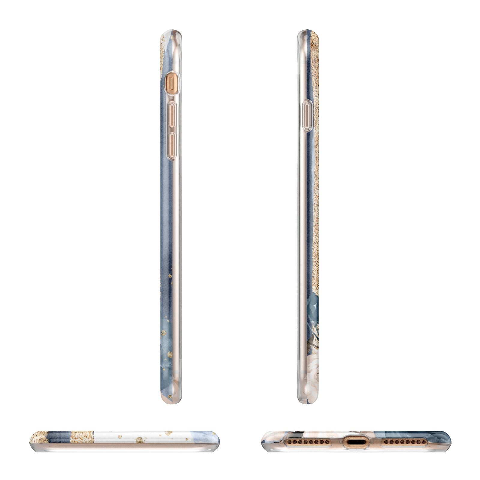 Personalised Blue Gold Name Apple iPhone 7 8 Plus 3D Wrap Tough Case Alternative Image Angles